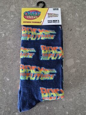 NWT Back To The Future Crazy Socks Express Yourself One Size Unisex Blue
